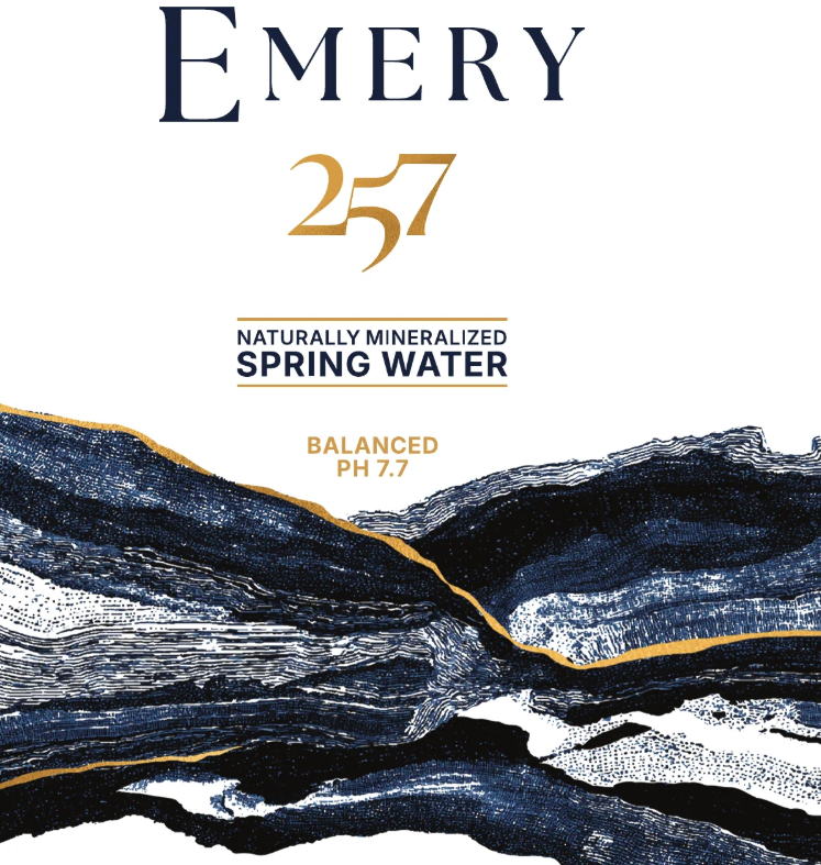 Emery 257 spring water label artwork